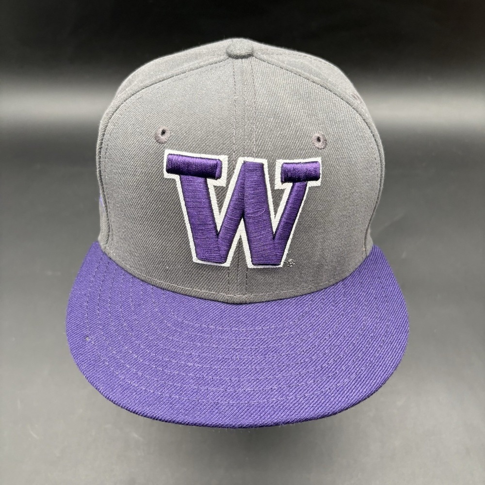 Washington Huskies New Era 59FIFTY Fitted Hat Gray Purple Size 7 1/4 Huskies‎